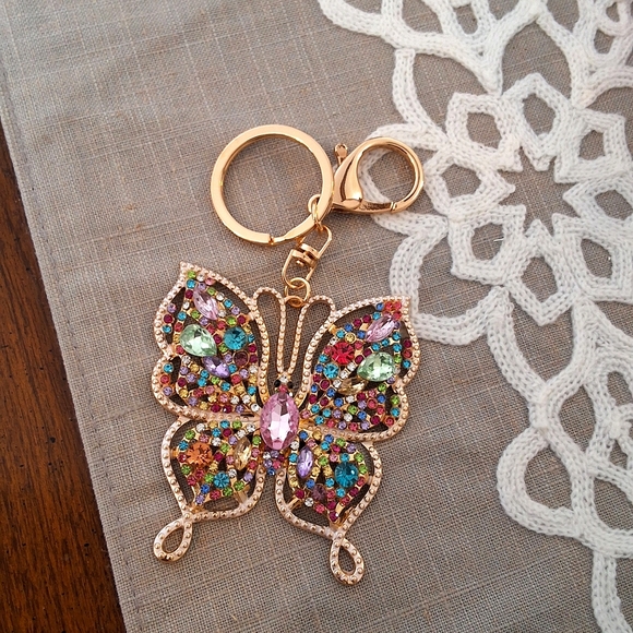 💥SALE💥NEW #2 Butterfly Rhinestone Multi-Color Keychain - Picture 4 of 4